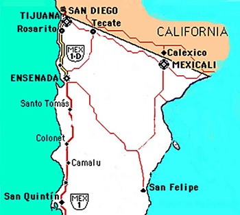 Northern  Baja Map for the Baja whale watching adventure